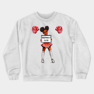 Inspirational motivational affirmation black anime girl cheerleader with Afro hair in puffs, brown eyes and dark brown skin side profile. Hair love ! Crewneck Sweatshirt